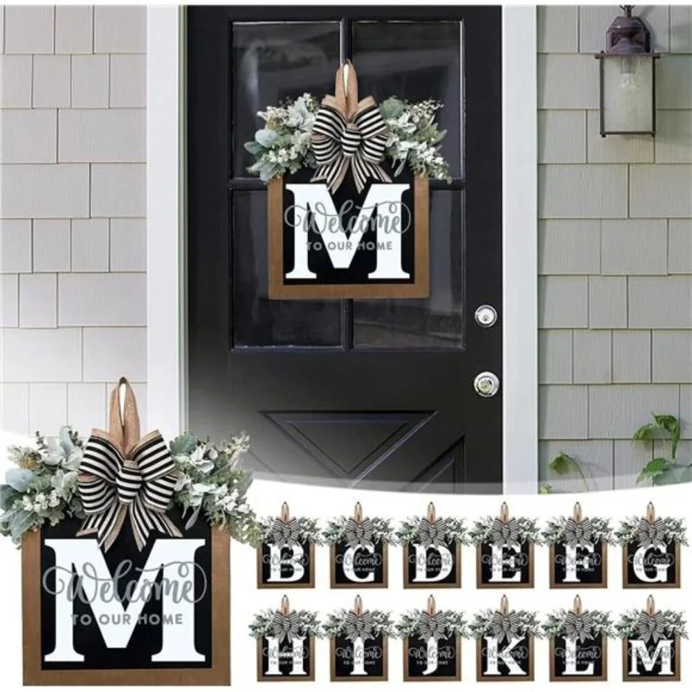 All Year Round Front Door Garland, Front Porch Decoration 26 Letter Welcome Sign